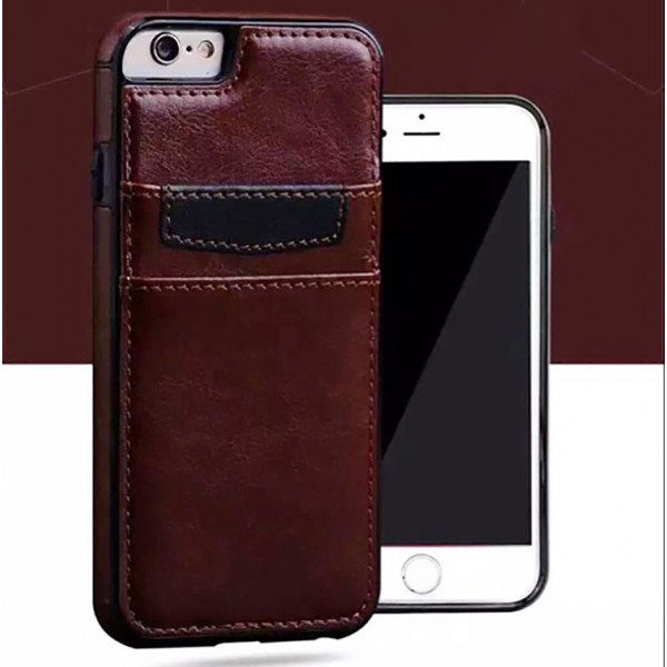Wholesale iPhone 8 Plus / 7 Plus Leather Style Credit Card Case (Brown)